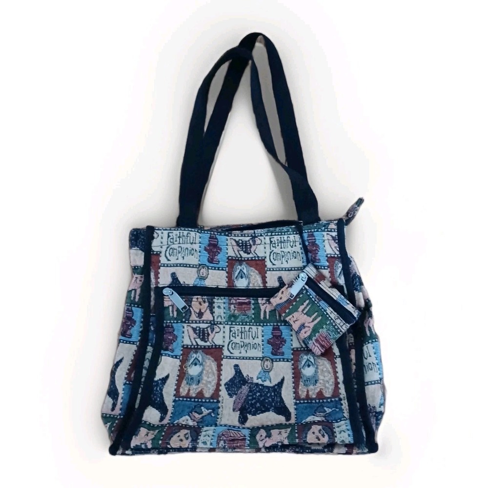 Faithful Companion Dog Tapestry Tote Bag w/β Zip Coin Purse Top Zipper Purse
